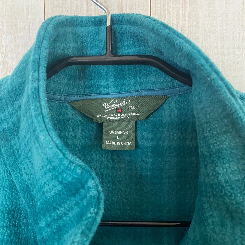Woolrich Womens Atlantic Hunt Teal Plaid Fleece Full Zip Vest 18531‎ Large